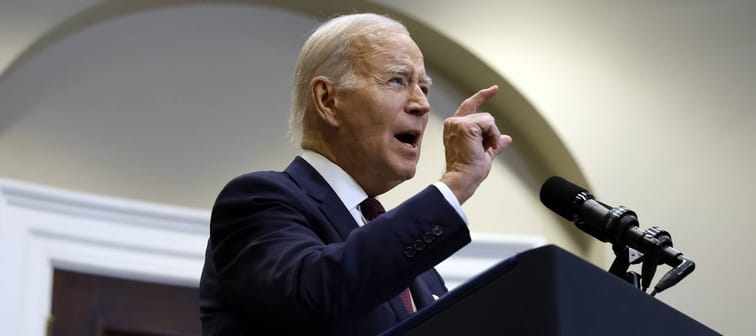 U.S. President Joe Biden makes a statement about the Supreme Court’s decision on affirmative action in higher education on June 29, 2023 in Washington, DC.